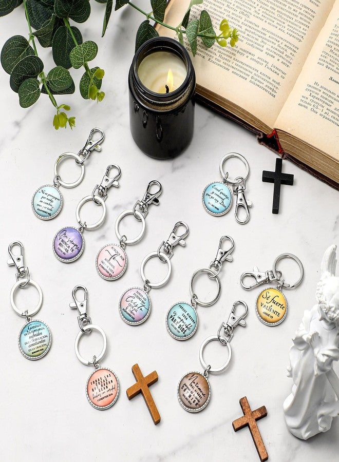 FineCheer 30 Pcs Christian Gift for Woman Spanish Bible Verse Keychain Scripture Quote Inspirational Gifts for Man(Sliver) - Image 4